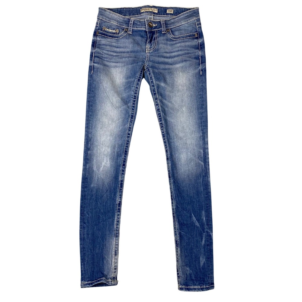 BKE Stella Low Rise Skinny Whiskered Denim Jeans Womens 26R Blue ABK911